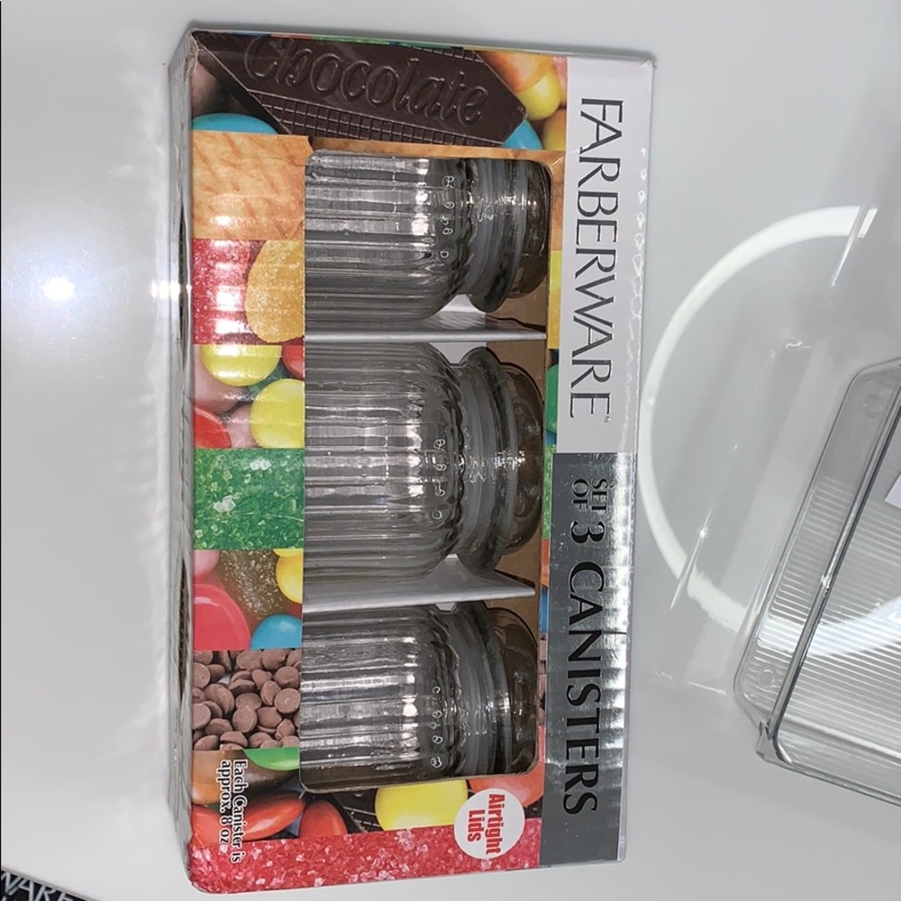Farberware set of 3 glass canisters